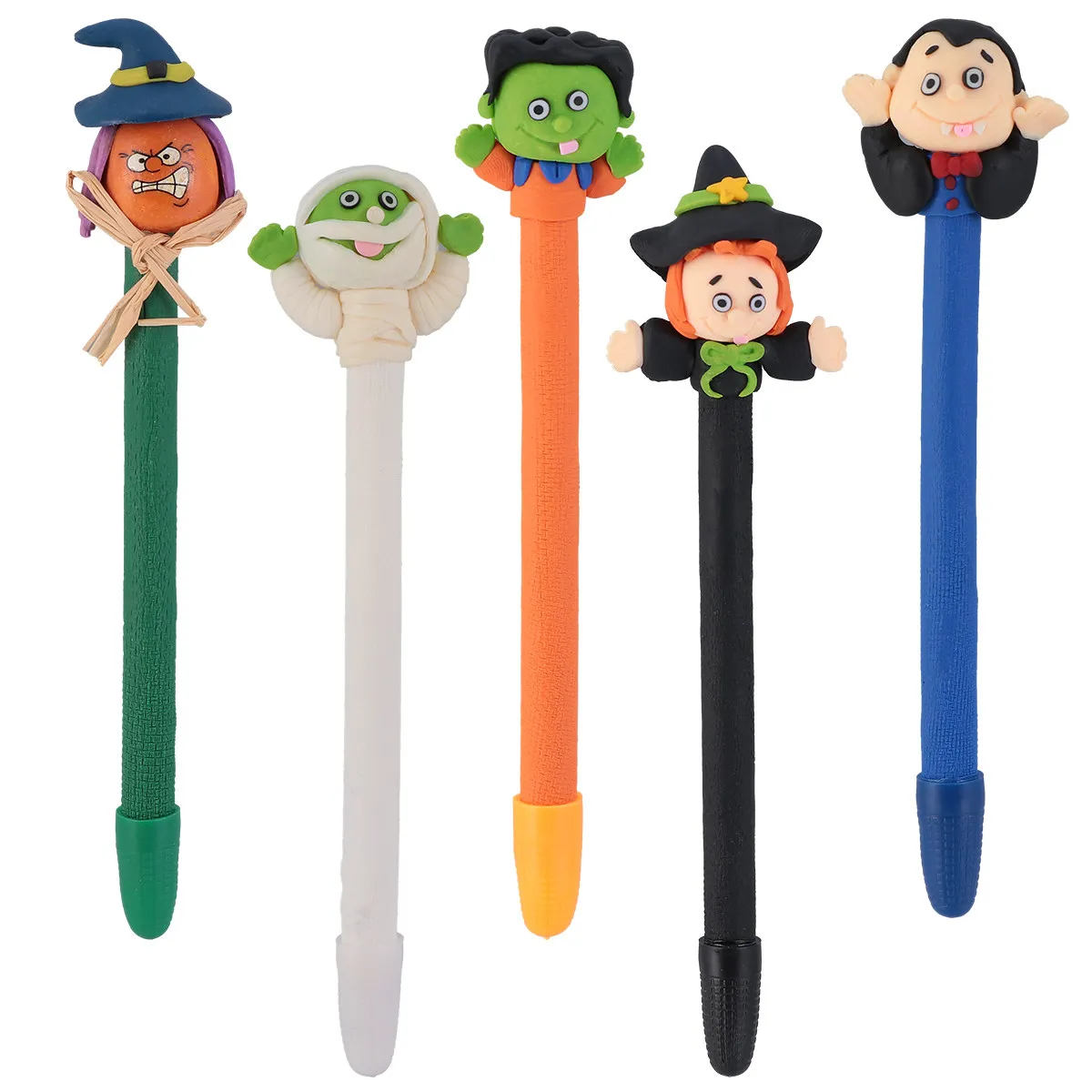 

Набор из 5 шариковых ручек из полимерной глины в стиле Хэллоуин, забавные ручки для студентов, красочные креативные подарочные ручки, шариковые ручки на Хэллоуин