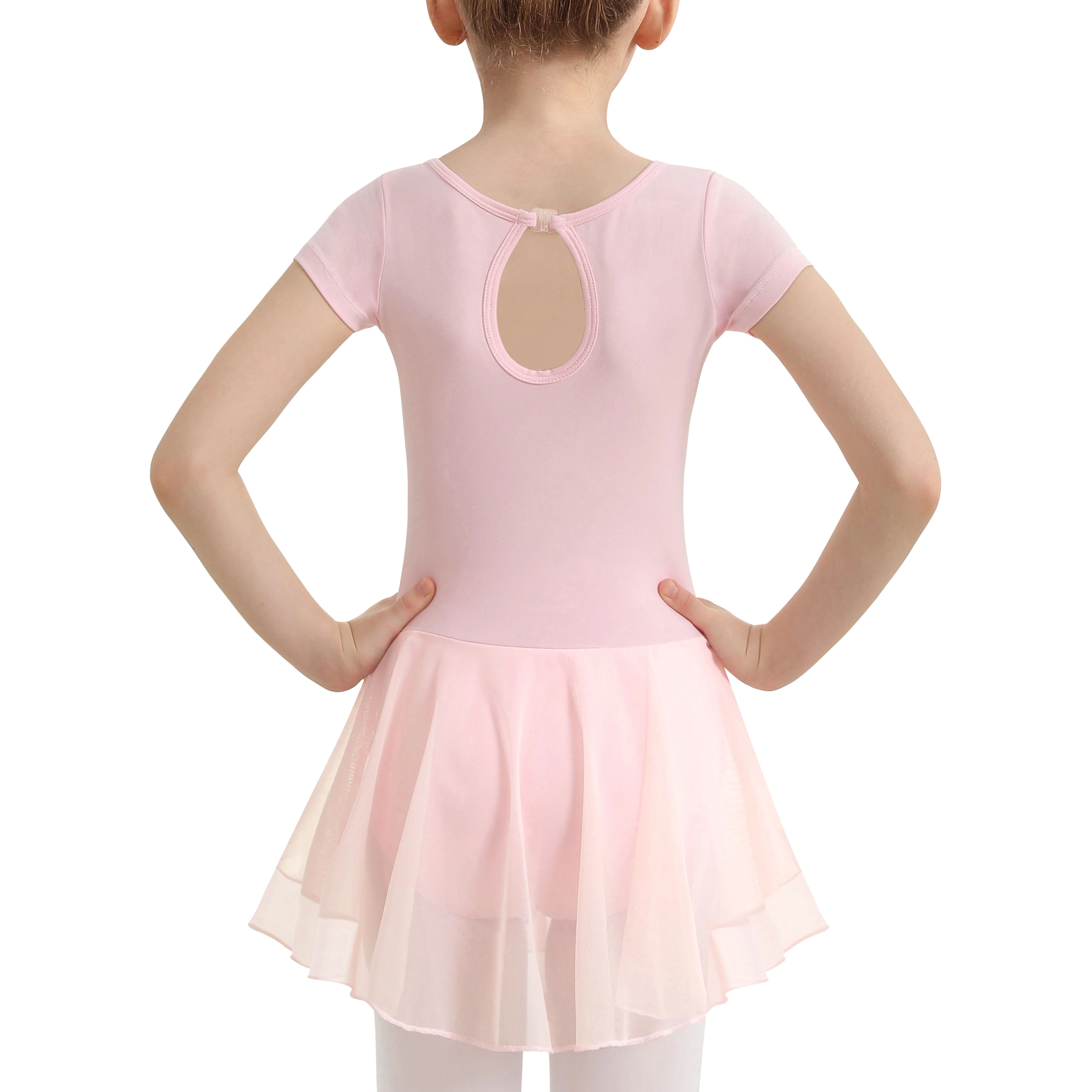 Girls Ballet Leotards for Dance Hollow Back Short Sleeve Skirted Dress for Dance(Toddler/Little Girl/Big Girl)