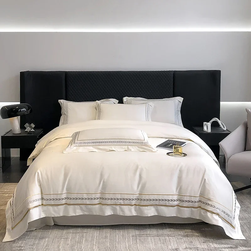 Embroidered Hotel-Style Egyptian Cotton Duvet Set 4