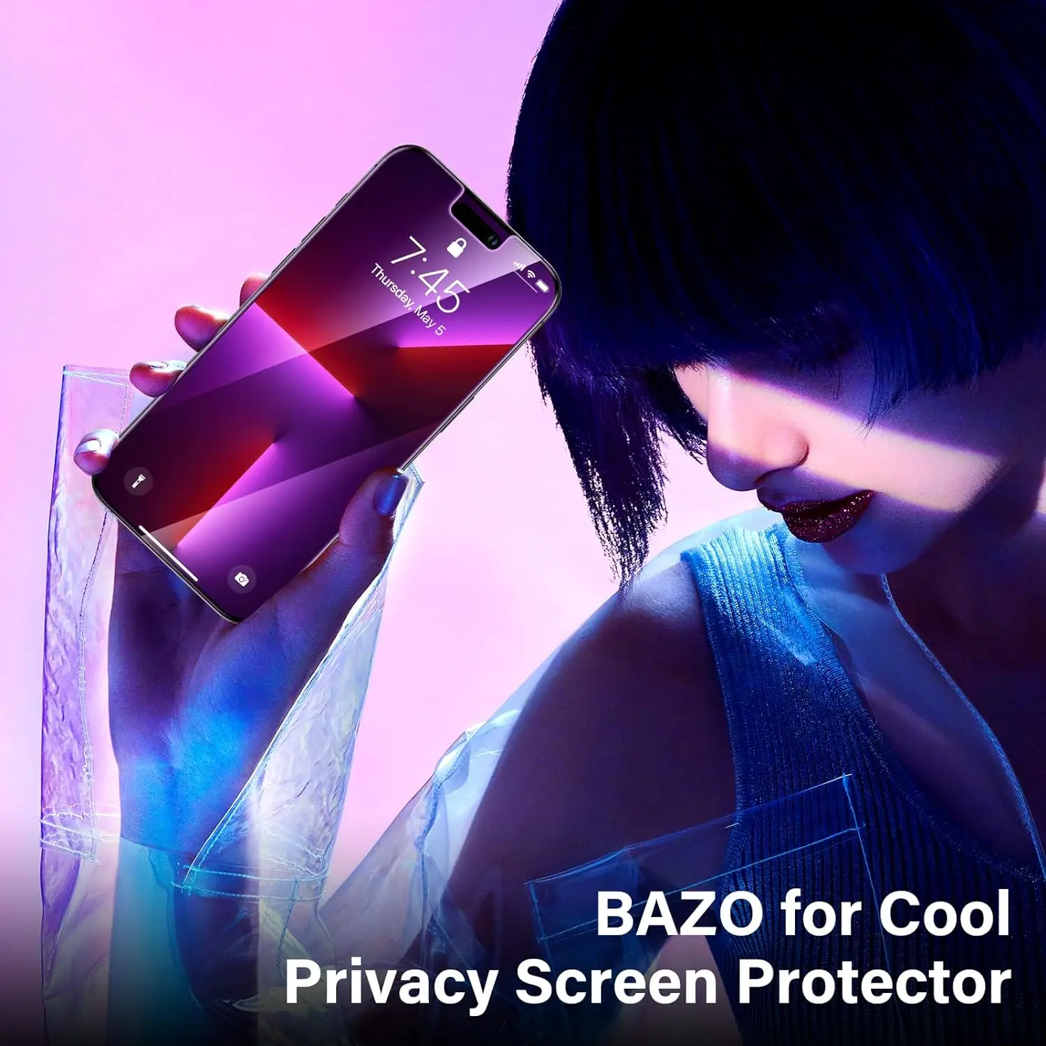 für iPhone 15 14 13 17 16 Pro Max Sichtschutz-Displayschutz, lila Farbverlauf, Anti-Spionage, Anti-Blau, HD-Displayschutz aus gehärtetem Glas – Detail 10