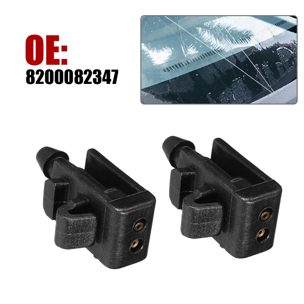 Boquilla de pulverización para parabrisas delantero de coche, accesorio de 2 piezas para Renault Megane 2 Scenic 2 8200082347