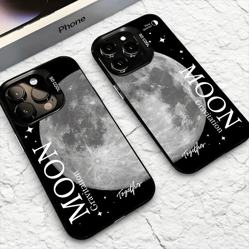 Night Moon Phone Case For iPhone 17 16 15 14 13 12 11 Pro Max Air Matte Laser Aurora Shockproof Funda