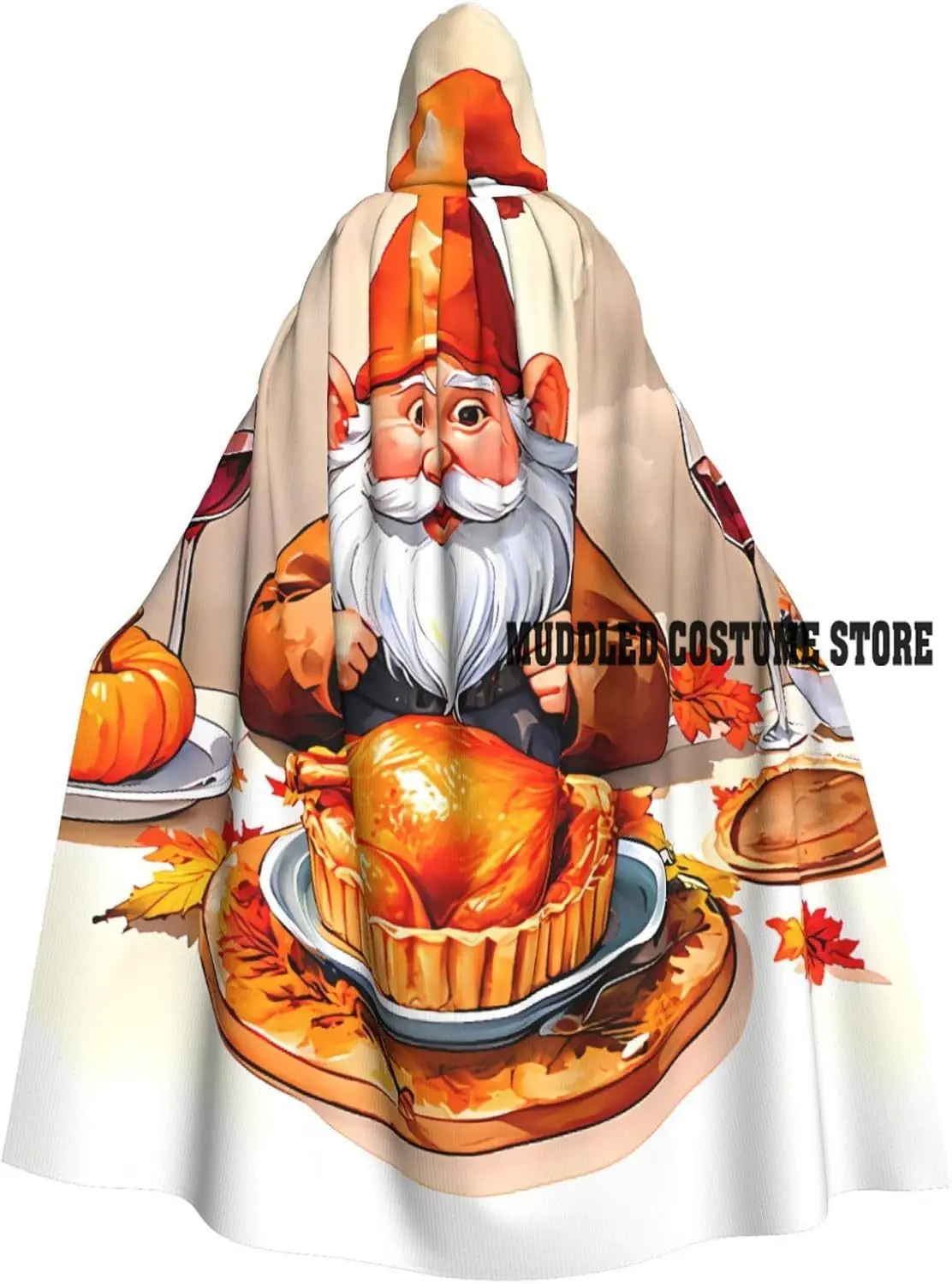 

Christmas Gnome Halloween Cape for Adults Black Cloak Costume Cloak for Women Men Gothic Cape Accessory for Halloween Party