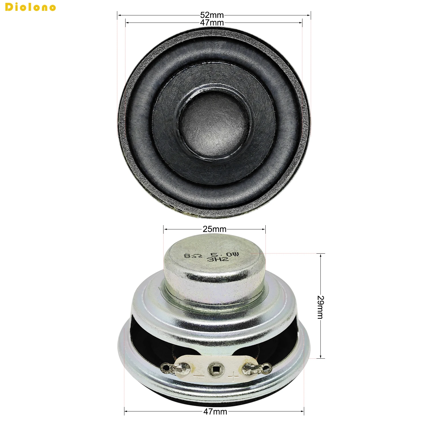 2pcs 8 Ohms 5W Loudspeaker 52mm 2Inch 25MM Internal Dual Magnetic Good bass For Bluetooth audio amplifier Wooden box Speaker
