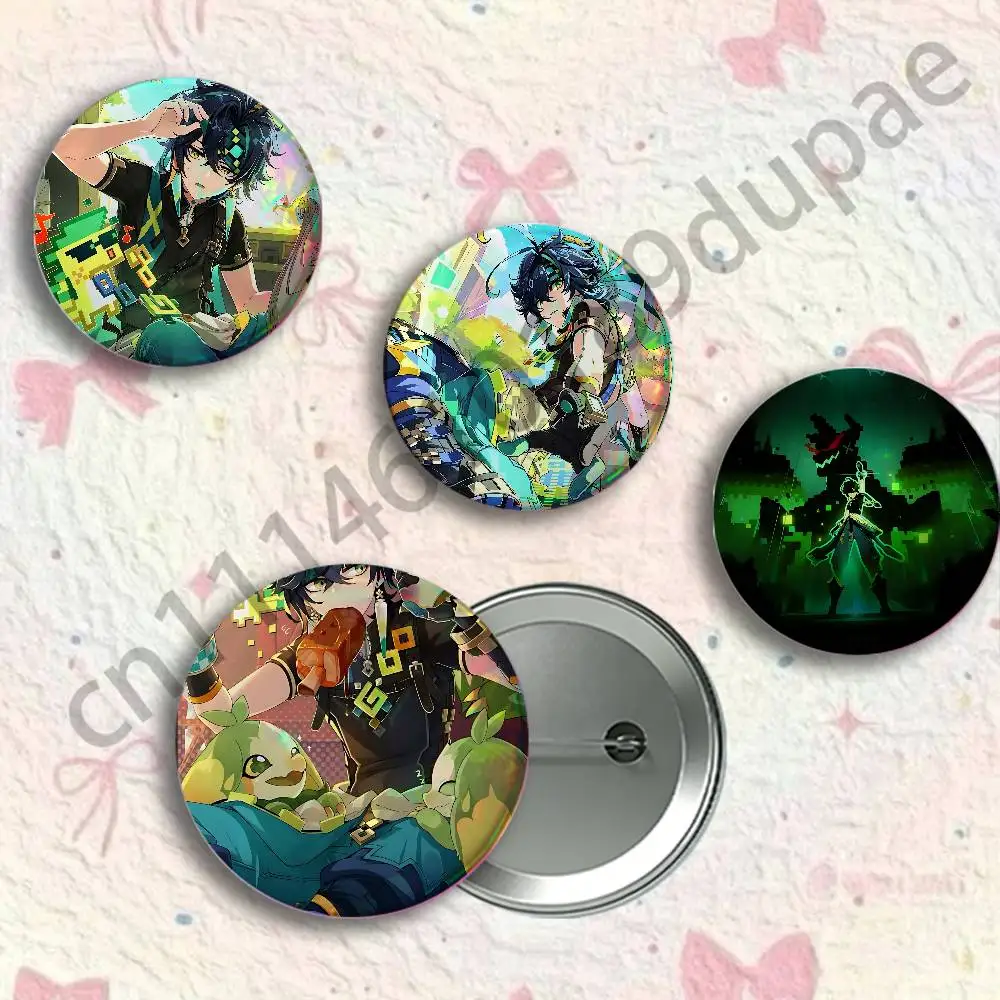 G-Genshin Impact K-Kinich Button Pin Single Pack Anime Merch for Ita Bags Badge Collectible Buttons