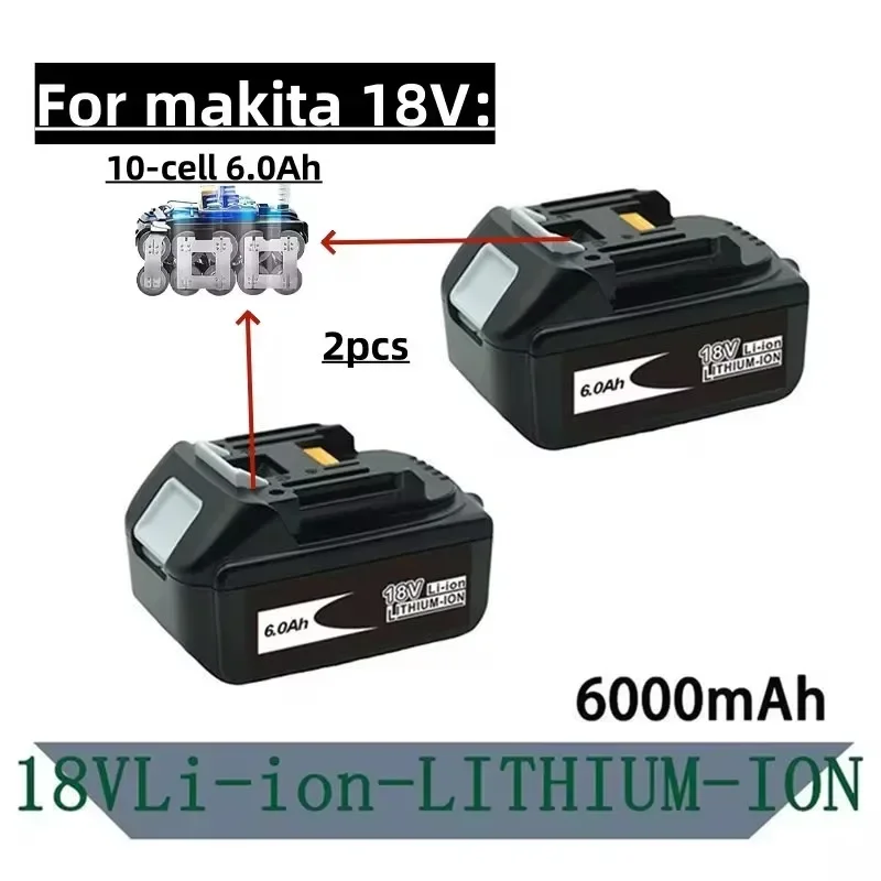 18v Battery for Makita Screwdriver BL1860 BL1850B BL1850 BL1840 BL1830 and 18v Charger Replacement Batteries for Power Tools.