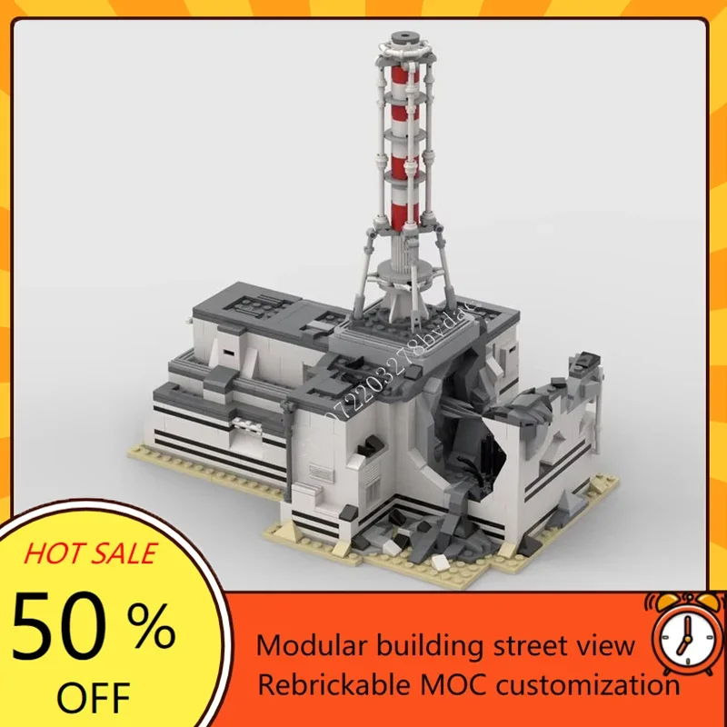 853 pièces plante électrique nucléaire catastrophe modulaire MOC créatif vue sur la rue modèle blocs de construction Architecture bricolage assemblage jouets cadeaux