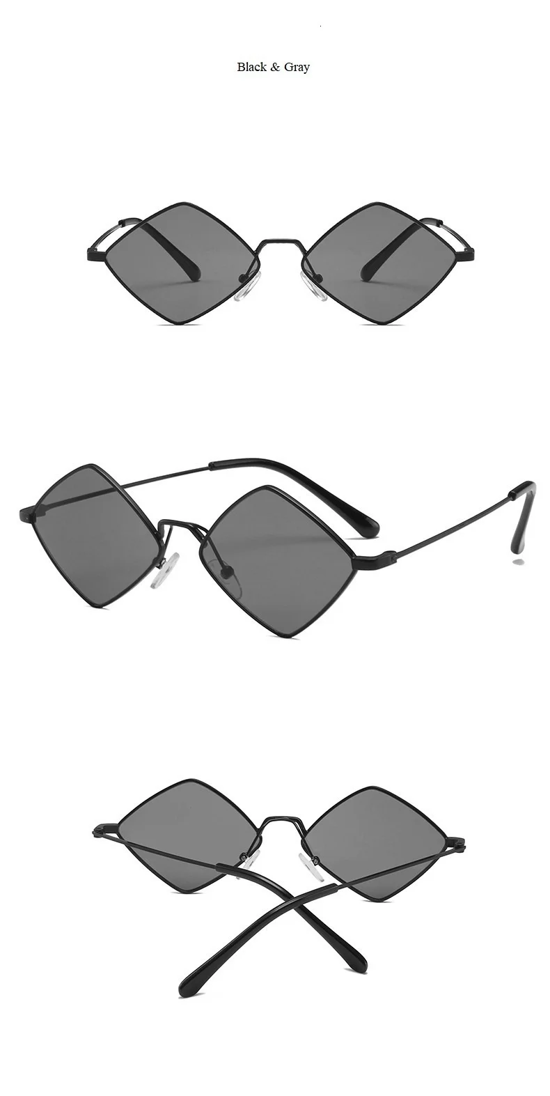 Einzigartige Diamantform Kleine Sonnenbrille für Frauen Neue Mode Ultraleicht Schwarz Grau Gradient Sonnenbrille Männer Retro Brillen Uv4090 – Detail 9