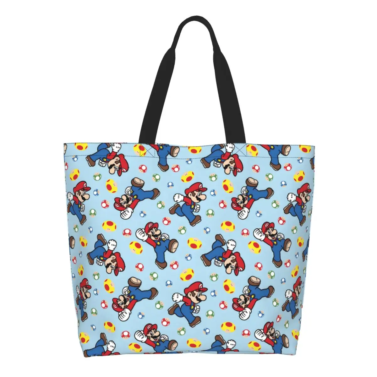 

Custom M-Marioed Shopping Canvas Bags Women Durable Large Capacity Groceries Video Game Tote Shopper Bags