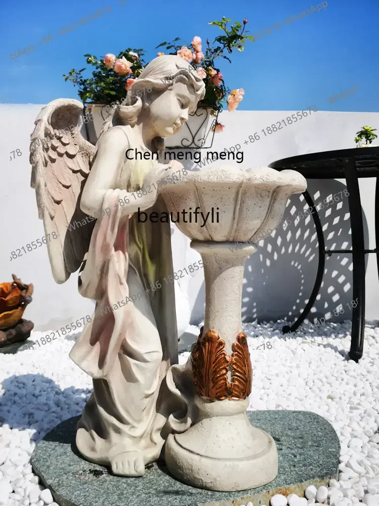 cc182R1 Angel Feeder Retro Outdoor Villa Courtyard Balcony Decorations Decoration Landscape European Garden Layout home accessor