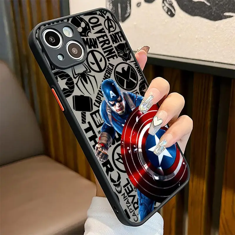 Matte Phone Case for Apple iPhone 15 14 13 12 11 pro Max 13 12 Mini XS XR X 7 8 6 6S plus Marvel Wolverine Captain America Cover