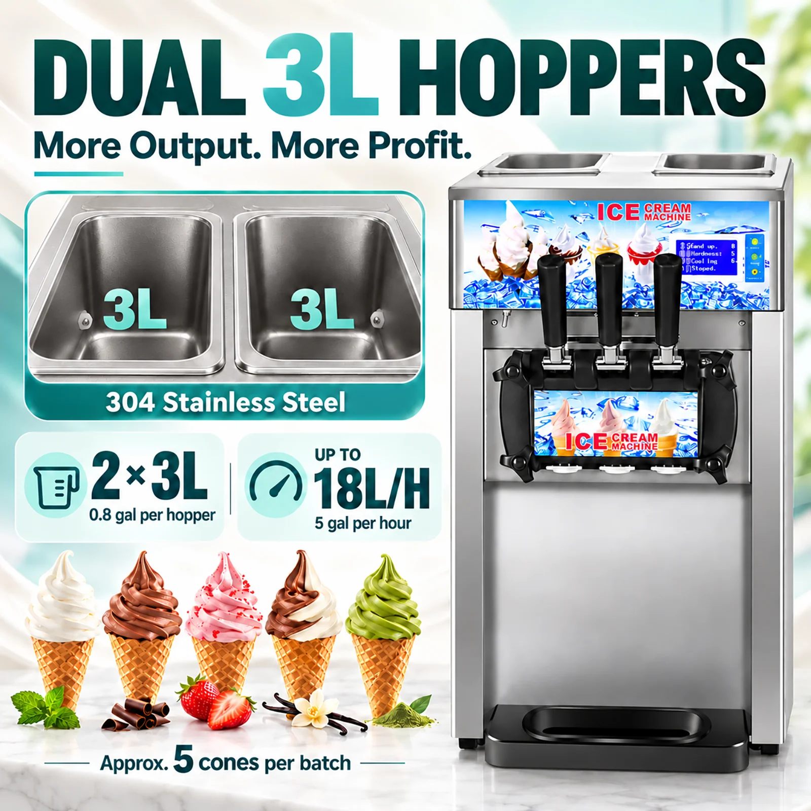 SIHAO Kommerzielle Softeis-Mas – Soft Serve Ice Cream Machine 3 Flavor Bewertung und Preis