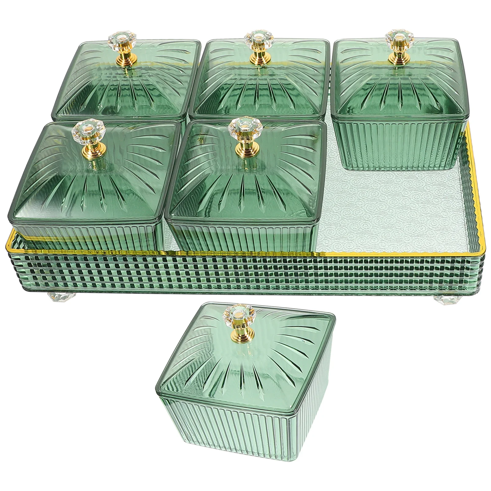 

Vegetarian Diet Snack Compartment Platter Candy Dish with Lid Fruits Decorative Bowl