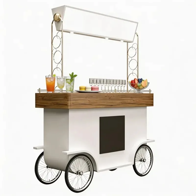 Wholesale Outdoor Food Truck with Umbrella for Candy and Fruit Catering Mobile Vendor Cart