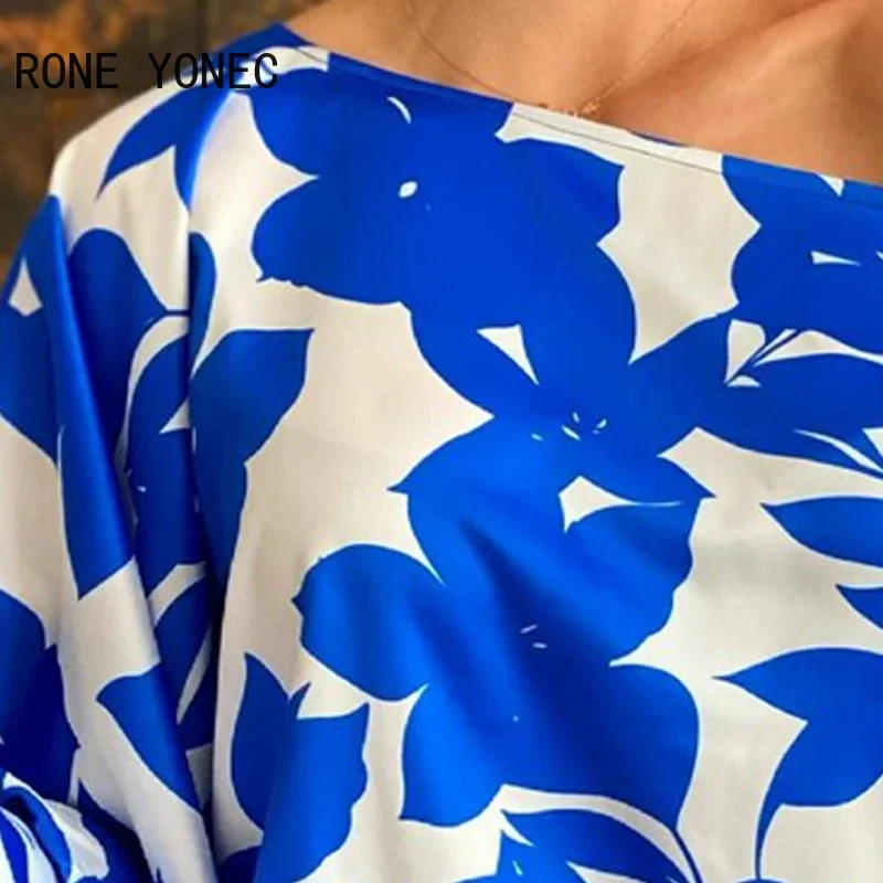 Women Casual Graphic One Cold Shoulder Puff Sleeves Blouse