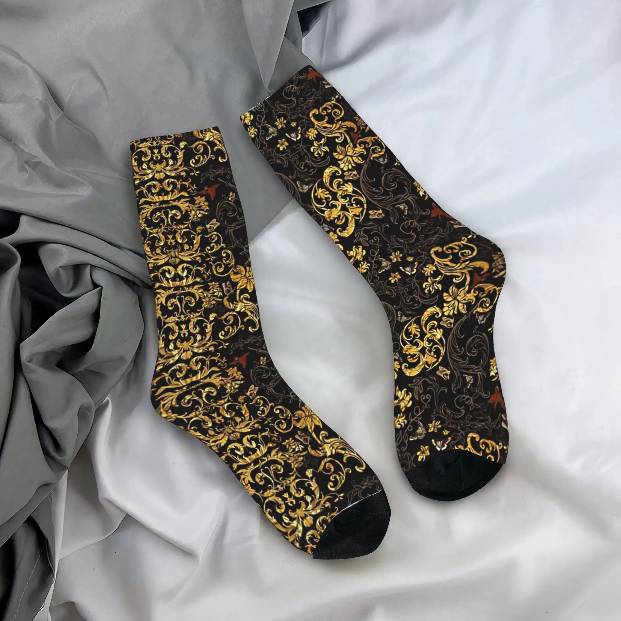 Gold Renaissance  Socks Transitions Gothic Stockings Couple Breathable Running Sports Socks Autumn Design Non Slip Socks