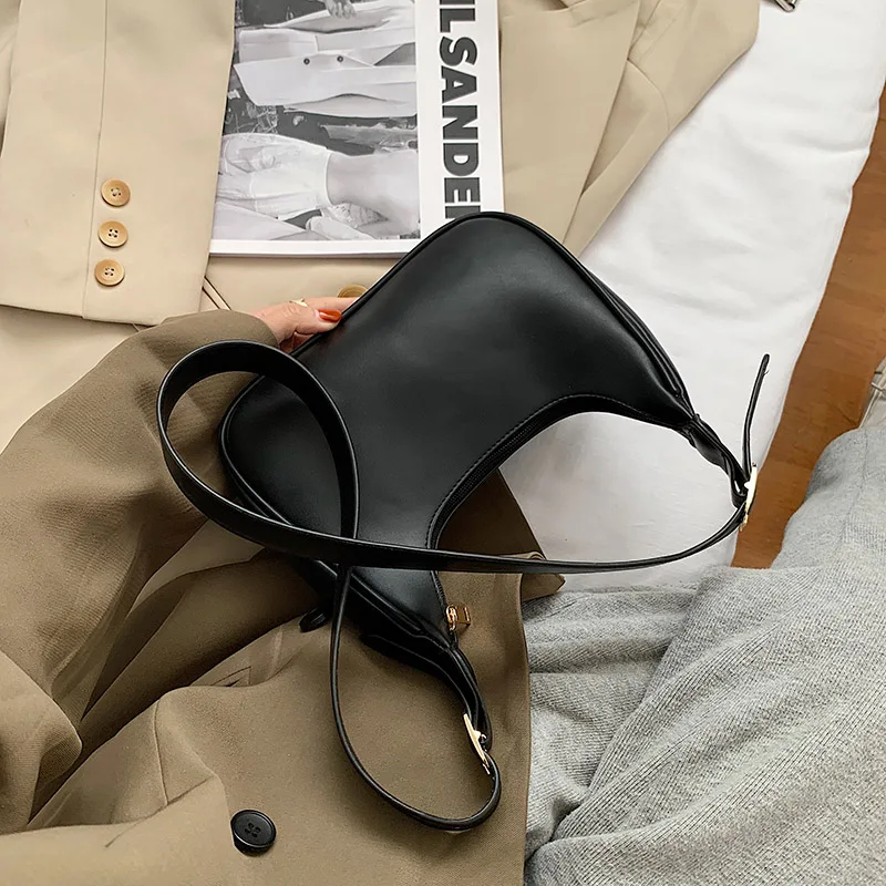 Simple Handbags For Women PU Leather Crossbody High Capacity Retro Shoulder Bag Luxury Designer Messenger Underarm Bag Female