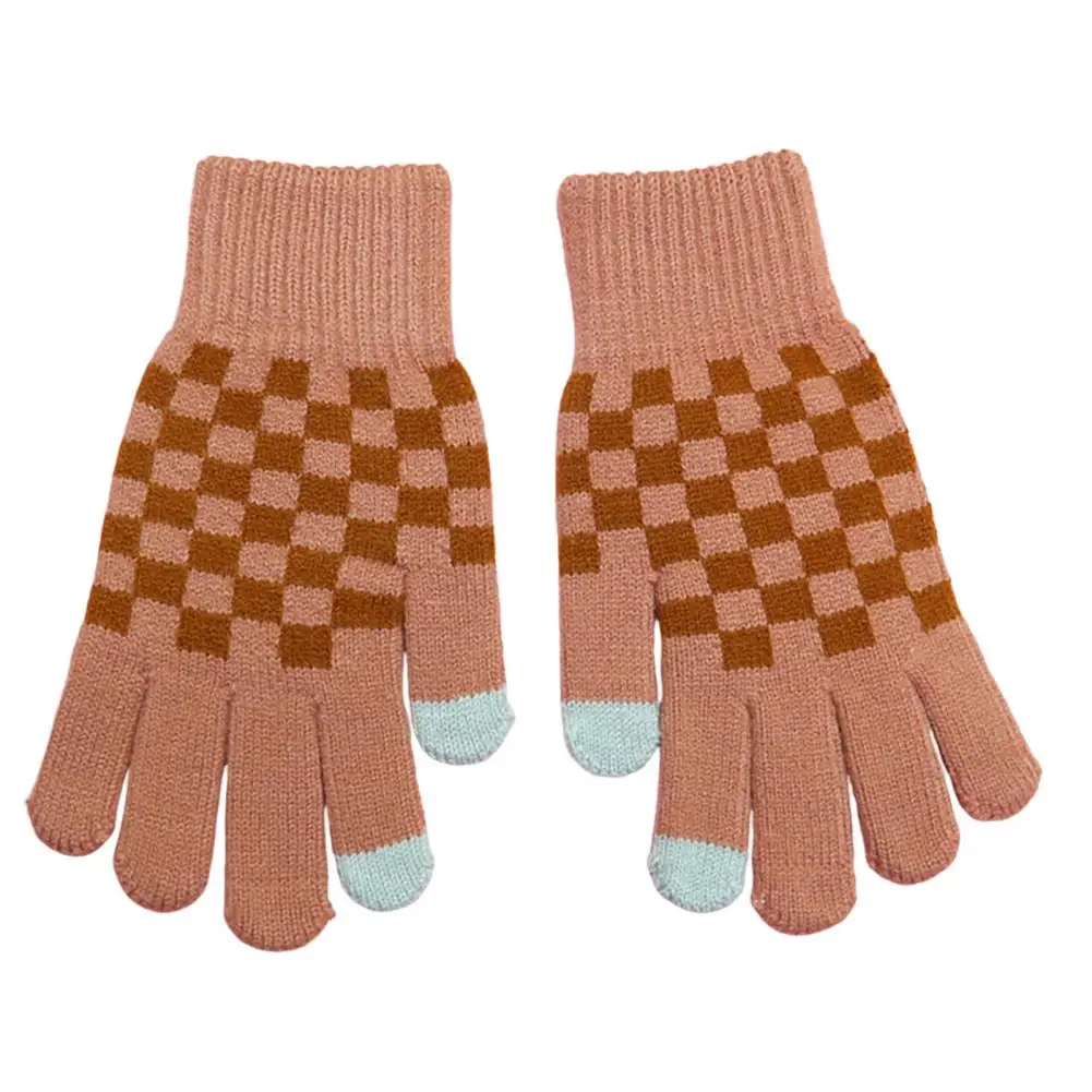 1 Pair Fashionable Knitted Gloves  Vivid Color Yarn Winter Gloves  Winter Unisex Full Finger Touch Screen Gloves