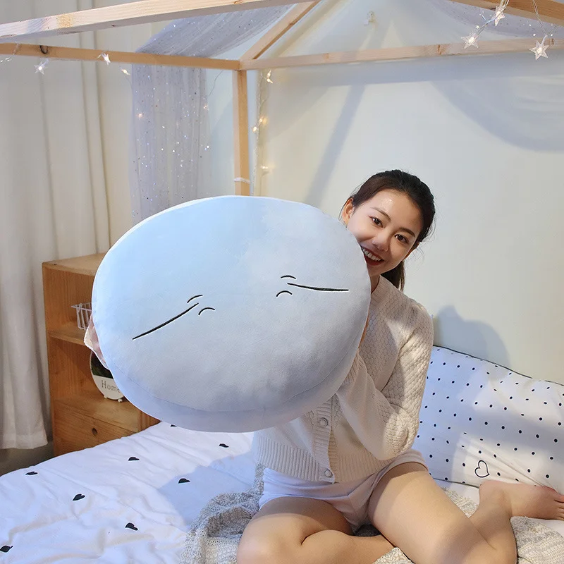 Niebieska pluszowa poduszka Slime Król Uroczości Okrągła Poduszka Super Miękka Anime Zabawka Wypchana do Odpoczynku i Dekoracji