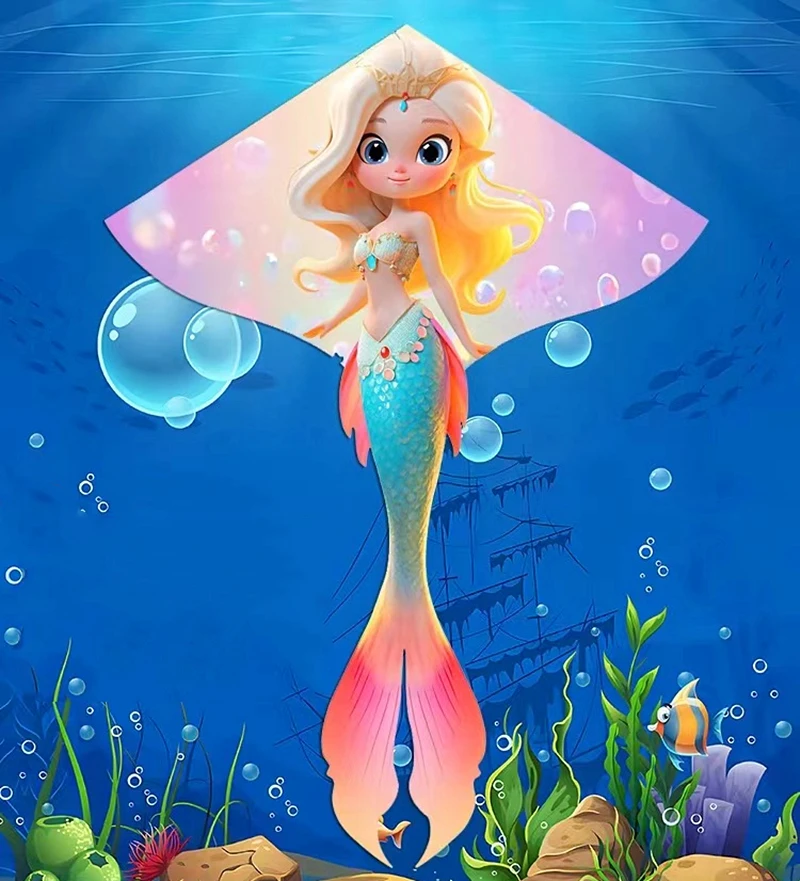 Zeemeermin vlieger Nieuwe vlieger vlieg speelgoed voor kinderen vliegers fabriek outdoor strand vliegers stof 3d kite wind vlieger staaf surf vleugel vogel speelgoed jouet