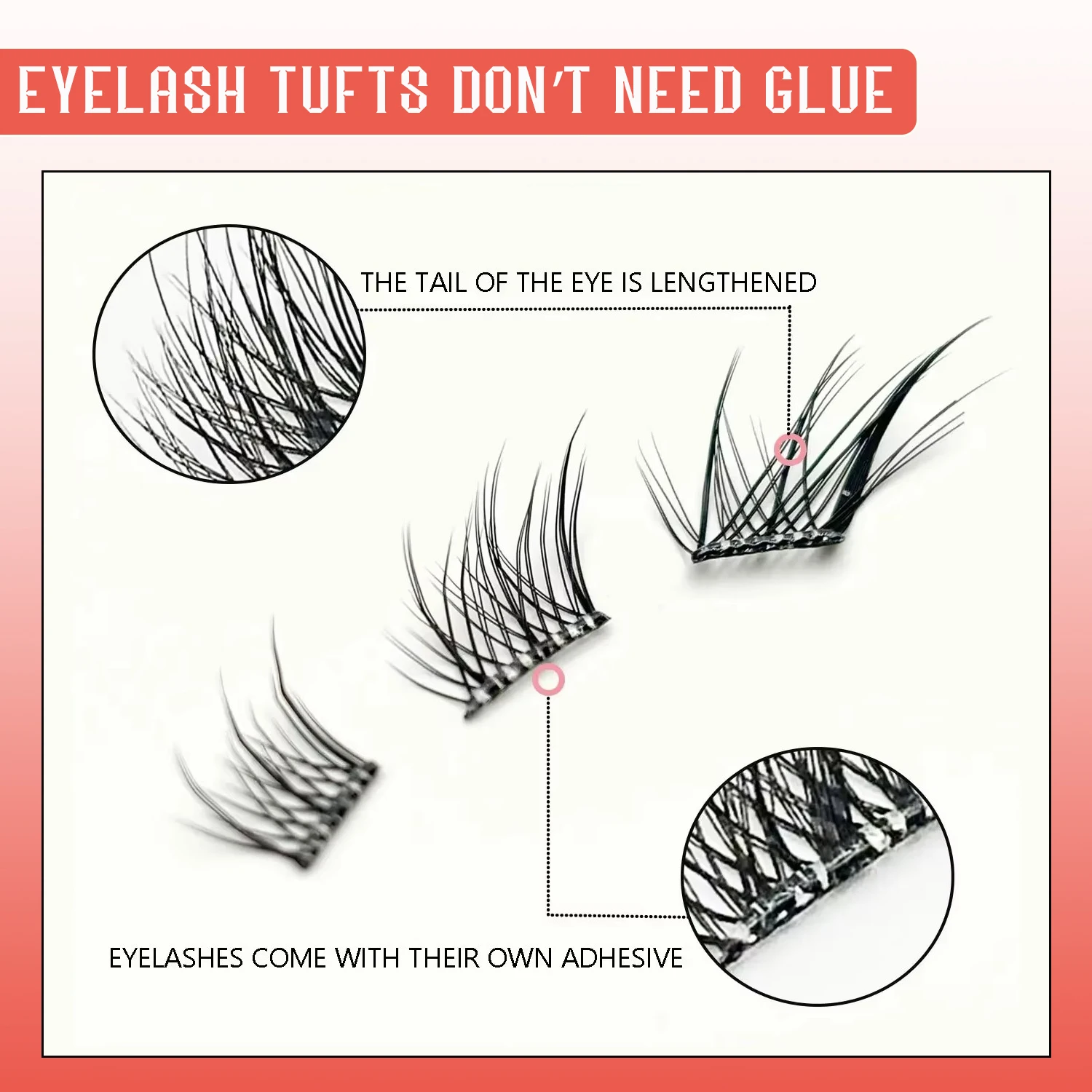 ขนตาปลอมแบบติดเอง ชุดต่อขนตา ทรง C แบบธรรมชาติ 60 ชิ้น ขนตาแบบติดกาวสำเร็จรูป ขนาด 9-13 มม. ไม่ต้องใช้กาว ขนตาแบบเส้นต่อเส้น