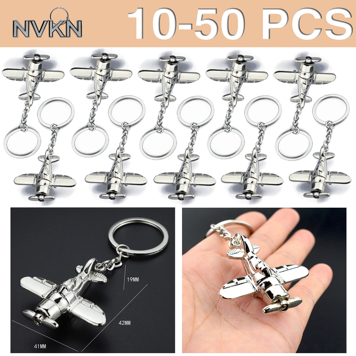 10-50Pcs Metal Aircraft Model Keychain Creative Key Ring Aviation Keepsake Gift for Father Male Friends Gifting