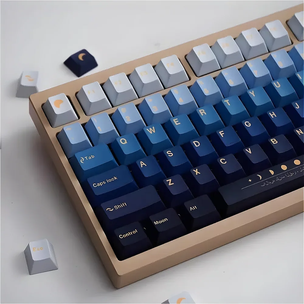 Moonrise gradual change blue full set of mechanical keyboard keycap 152 keys PBT hot sublimation custom cherry original height