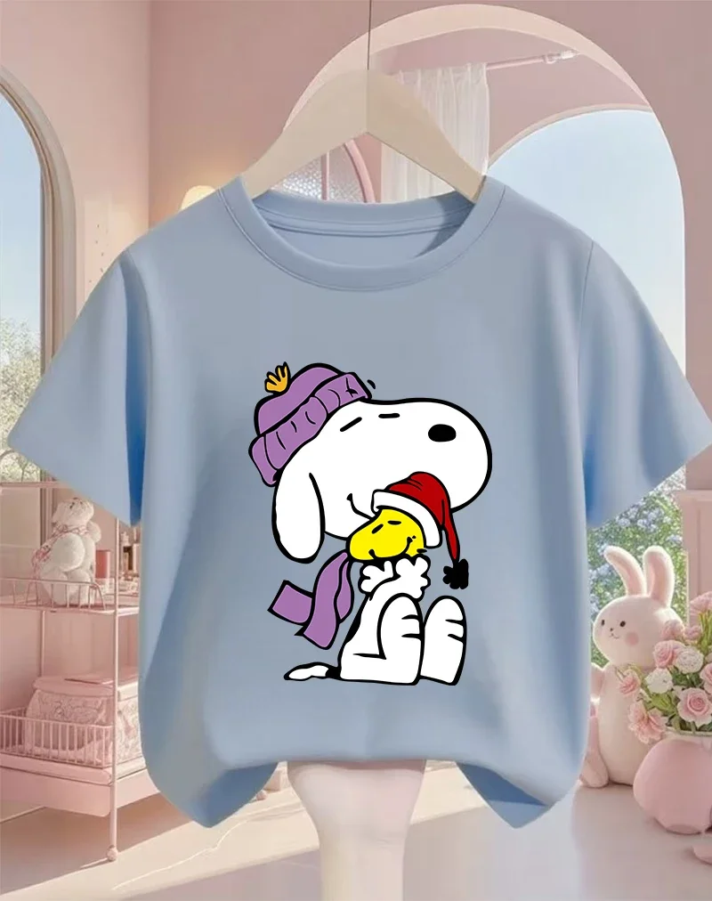 Fashion Outdoor Kids T Shirt Cute Cartoon Graphic Summer Crew Neck Casual Youth Tops Snoopy 3 14 Years