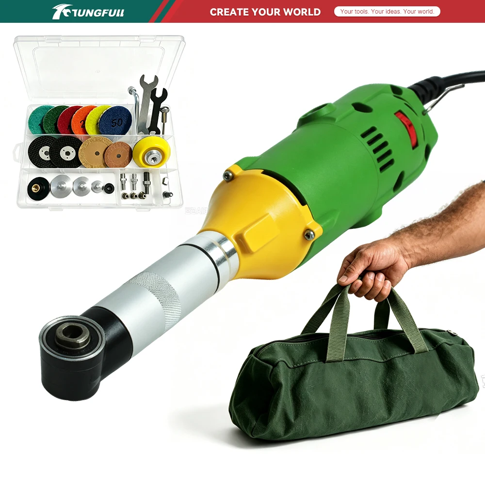 TUNGFULL 220V Corner Grinder 90 Degree Angle Head Grinding Tool Electric Polishing Machine For Narrow Spaces
