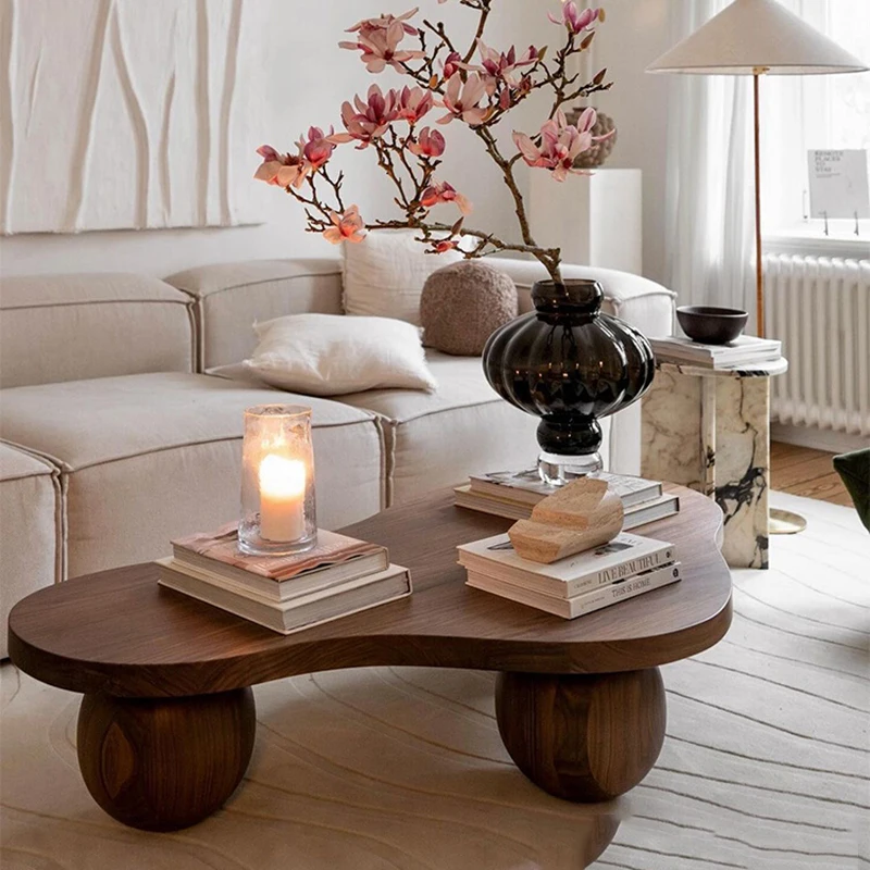 

Unique Nordic Side Table Wood Design Irregular Curve Natural Coffee Tables Glam Premium Italian Stolik Kawowy Home Furniture