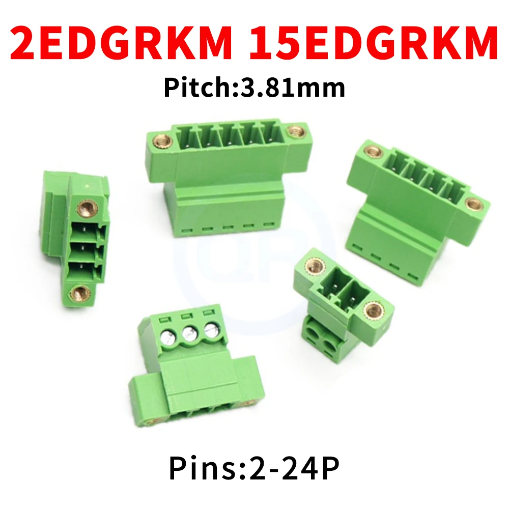 (5 pcs) KF 2EDGRKM 3.81MM Solderless butt joint with lugs screw fixing Plug-in terminal block socket 2-24P 15EDGRKP 3.81