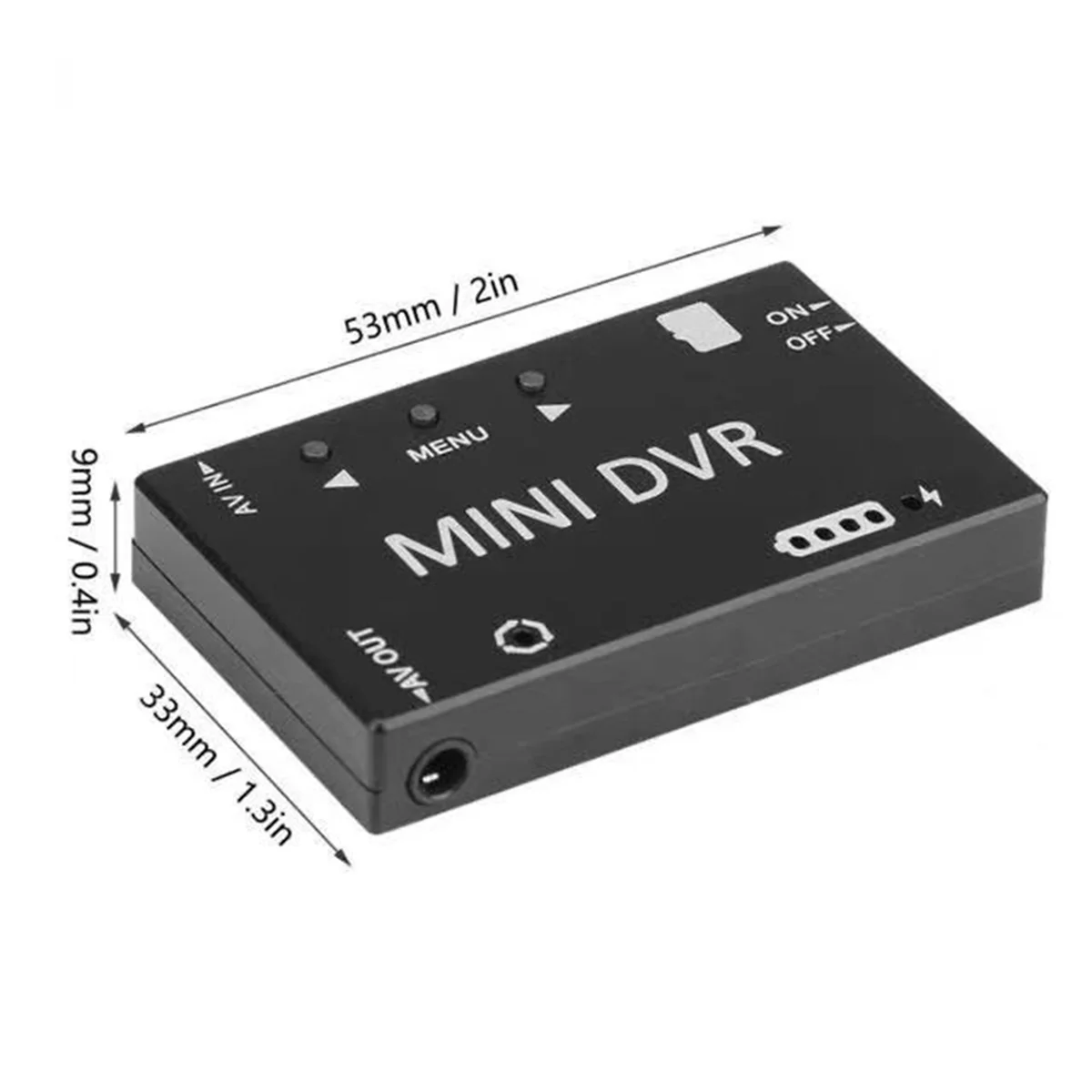 Mini FPV DVR Video Recorder, Gravador de Vídeo, NTSC, PAL, 3.7V, 400mAh Bateria para Multicopters RC, VR Goggle Monitor, Preto