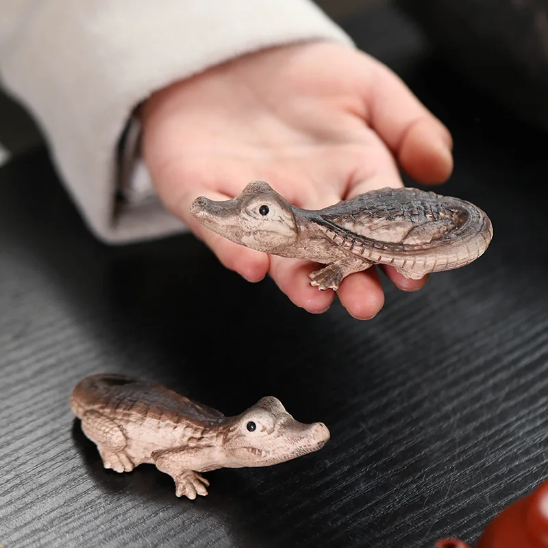 

Исин оригинальный глиняный чайный орнамент в виде крокодила для домашних животных, финансовый большой крокодил ручной работы, можно поднимать чайную церемонию, чайный сервиз, аксессуары