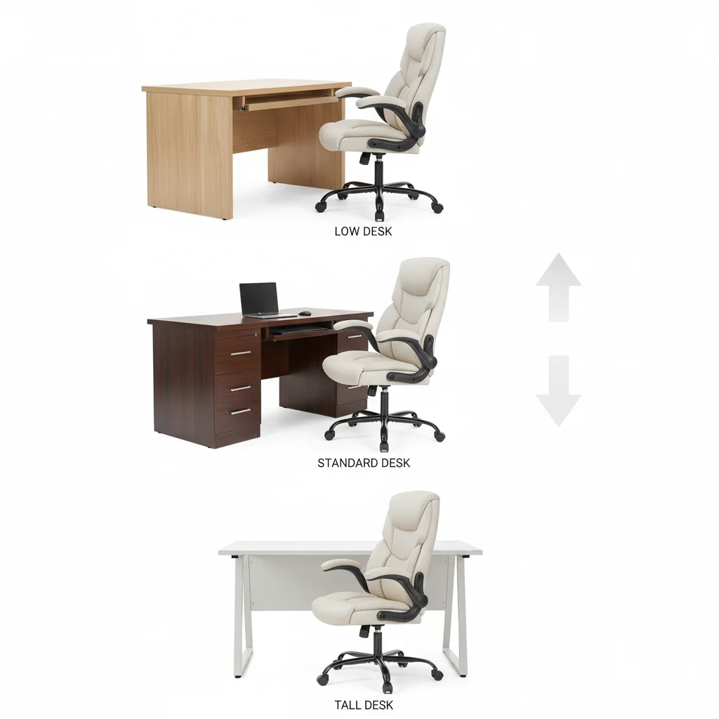 كرسي مكتب تنفيذي مريح من جلد البولي يوريثان، كرسي مكتب كمبيوتر دوار مع دعم قطني، أذرع قابلة للطي قابلة للتعديل، أبيض