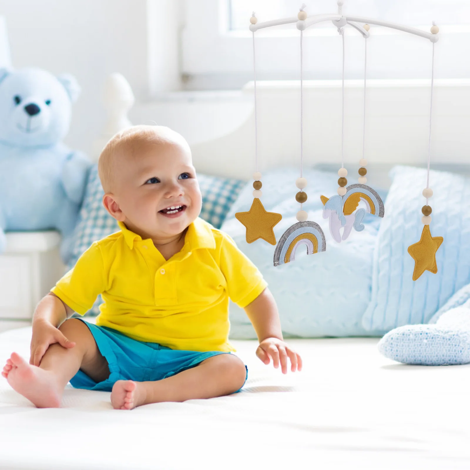 โมบายติดเตียงเด็ก โมบายสำหรับเด็กแรกเกิด พัฒนาทักษะการเคลื่อนไหวและประสาทสัมผัส สำหรับเด็กชายและเด็กหญิง ของตกแต่งแขวนเตียงเด็ก โมบายเขย่ามือ ติดเบาะรถยนต์สำหรับเด็กทารก