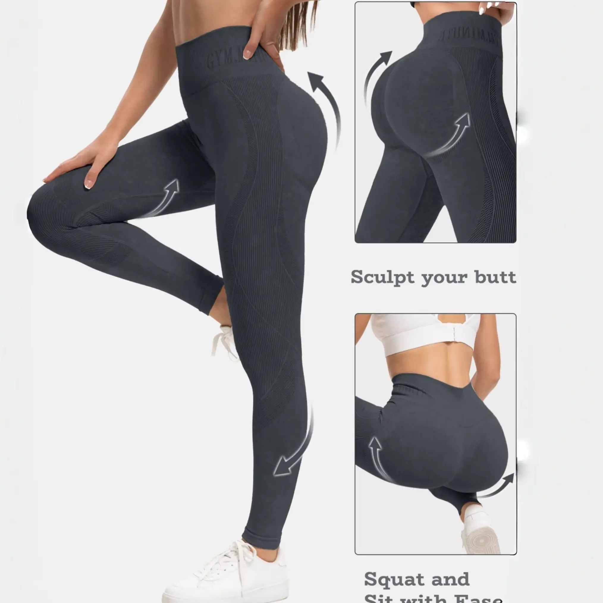 Women Seamless Scrunch Butt Lifting Yoga Leggings High Waist Stretch Gym Workout Sports Fitness Pants