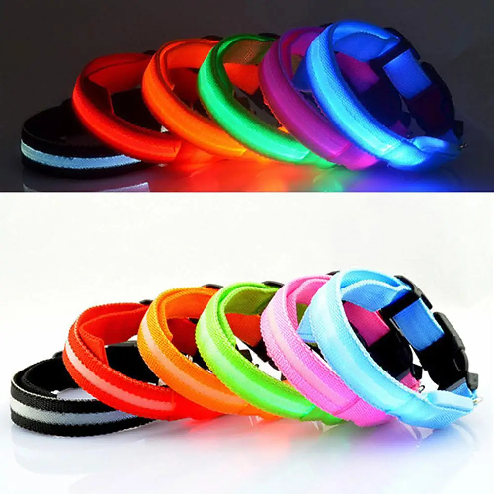 Puppy Dog Cat Night Safety Flashing Luminous LED Light Pet Collar Led Dog Collar Light Anti-lost Collar For Dogs Dogs Accessorie