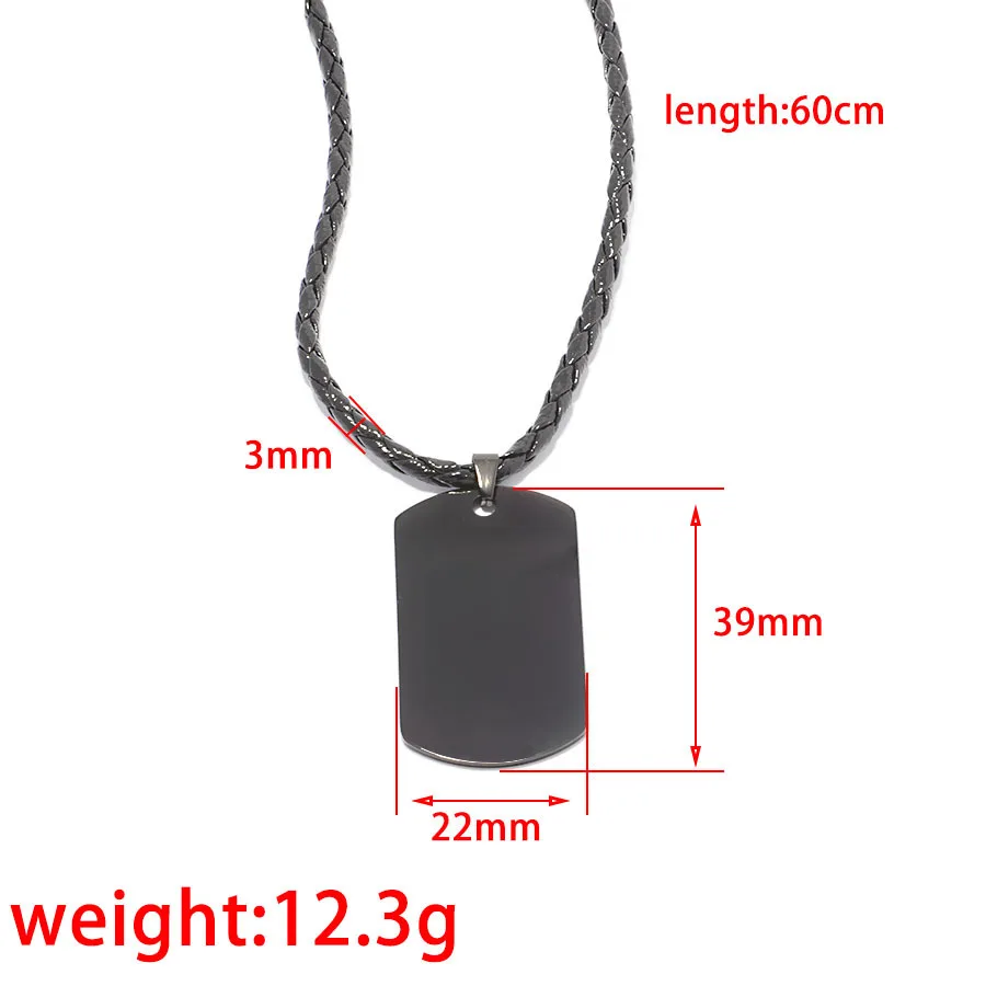 Stainless Steel Dogtag Necklace To Record Metal Dog Tag Choker For Men Leather Rope Necklaces Mirror Polished Wholesale 10pcs