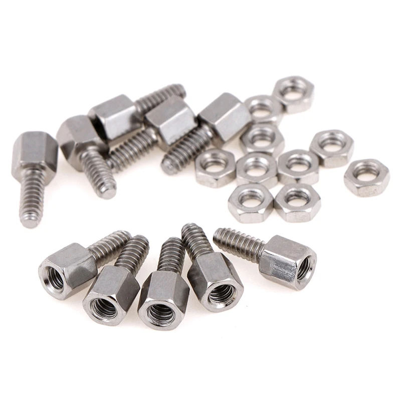 10Sets 5+7mm Header Plate Bracket Stud Bolt & Nut Nuts Screw D-Sub VGA DB9 DB15 DB25 RS232 COM Serial Dropshipping