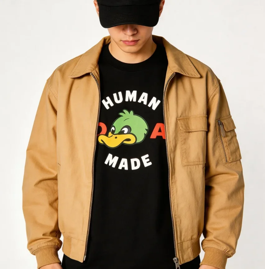 

Футболка из чистого хлопка с милым принтом утки HUMAN MADE, японская, унисекс, с круглым вырезом и короткими рукавами