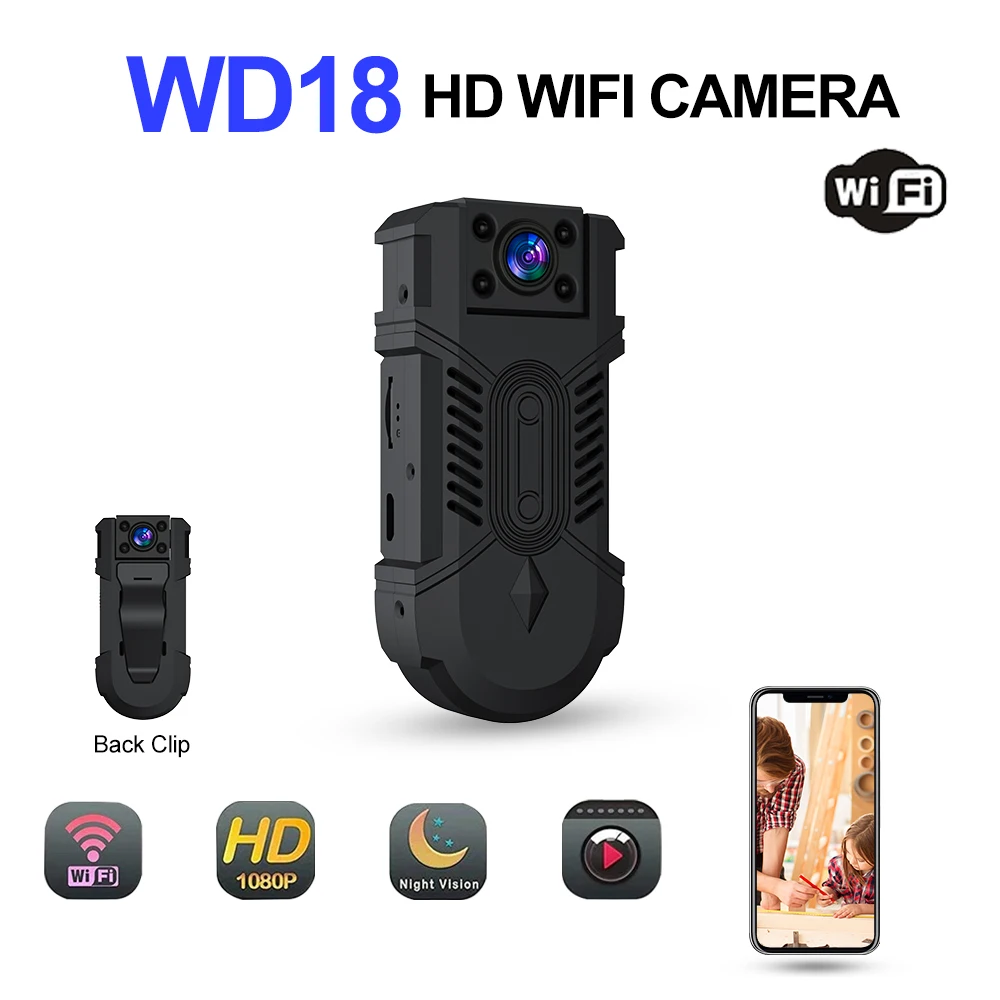 

2023 WD18 Wifi 4K HD Secret Cam Monitor Rotated 180° Degrees Wireless Body Mini Cameras Pocket 1080P Pocket Recording Camcorder