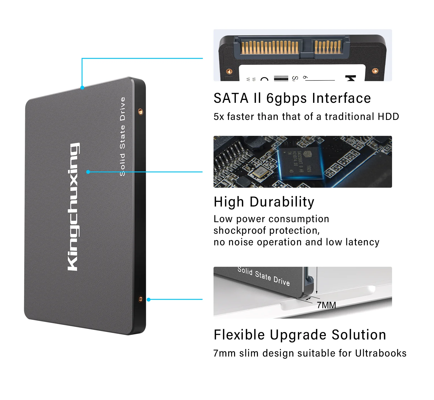 Kingchuxing SSD 드라이브, 2.5 SSD Sata, 120GB, 240GB, 솔리드 하드 드라이브, 2TB, 1TB, 컴퓨터용 내장 솔리드 스테이트 드라이브, SSD45915