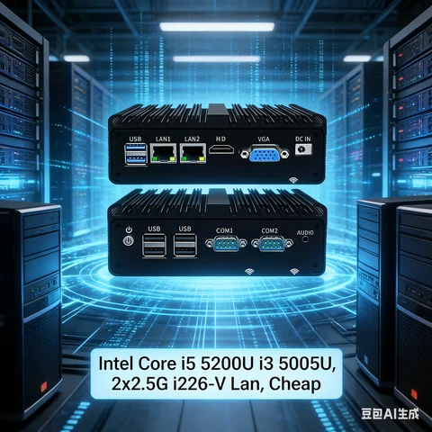 Home Dual LAN Fanless Mini PC Intel Core i5 5200U i3 5005U Celeron J1900 N2840 6xUSB Industrial Firewall Computer Home Server