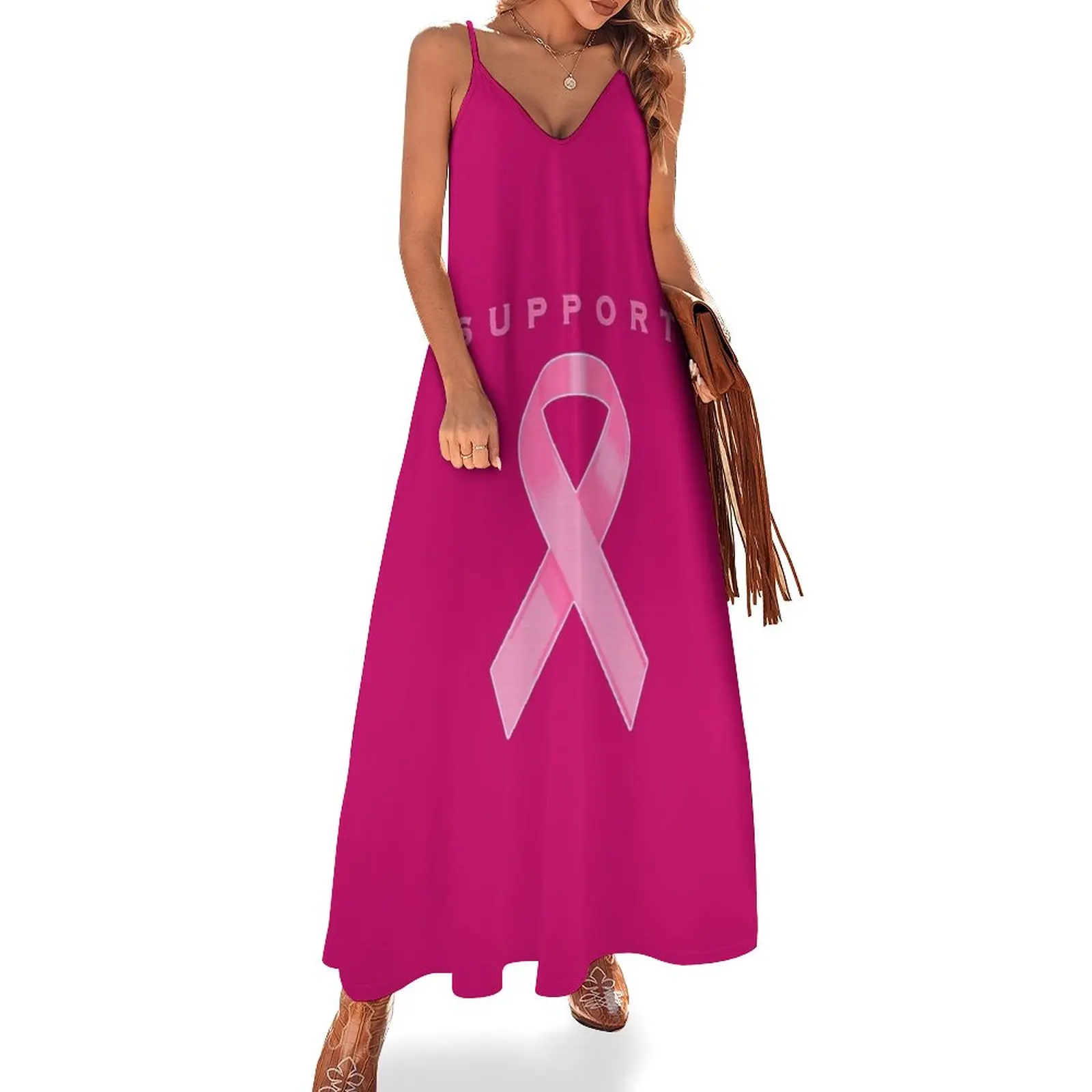 

Pink Awareness Ribbon of Support Sleeveless Dress dress dress for women summer