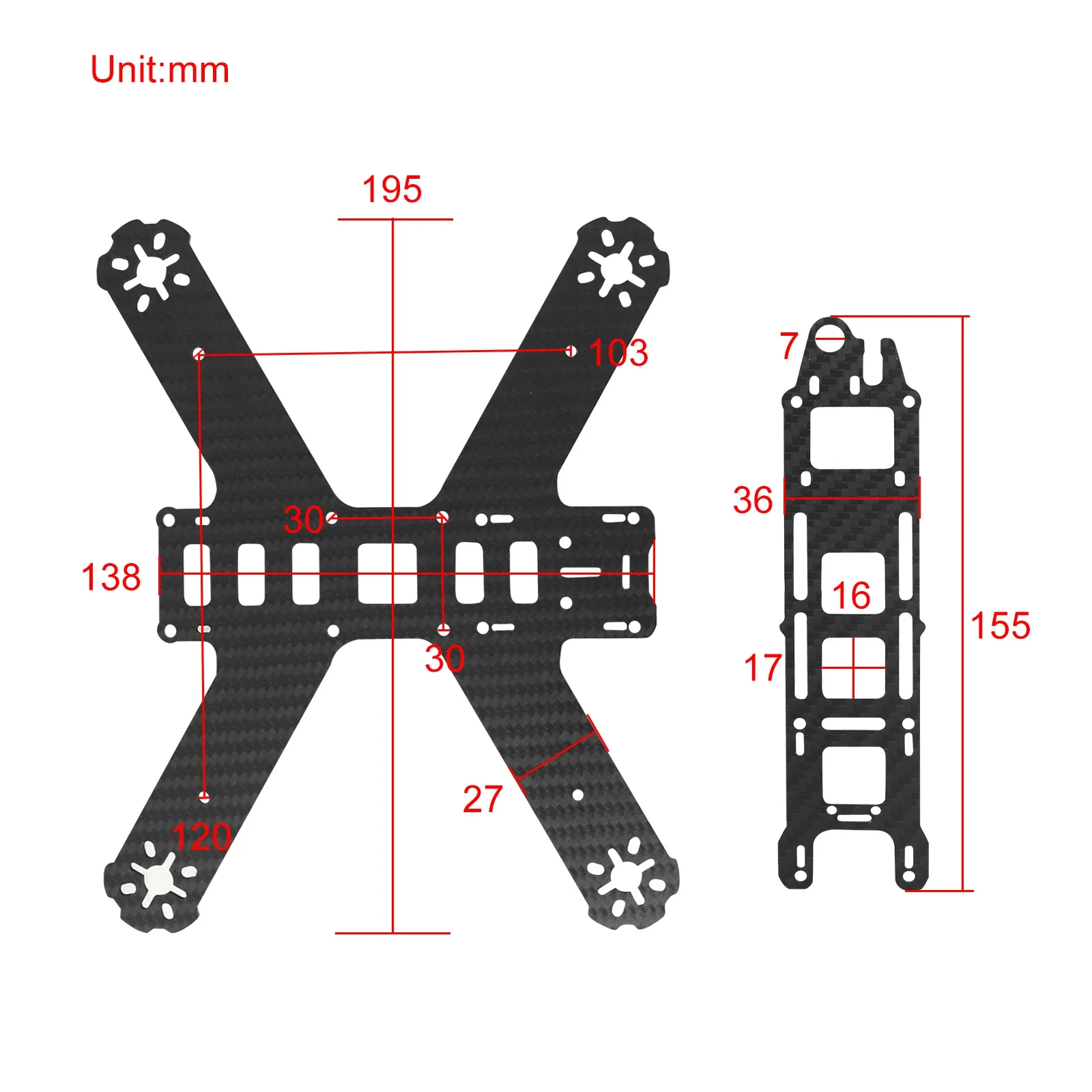 Carbon FPV Frame Kit, Racing Crossing, Mini Drone Quadcopter, LS-210 QAV210, 210mm