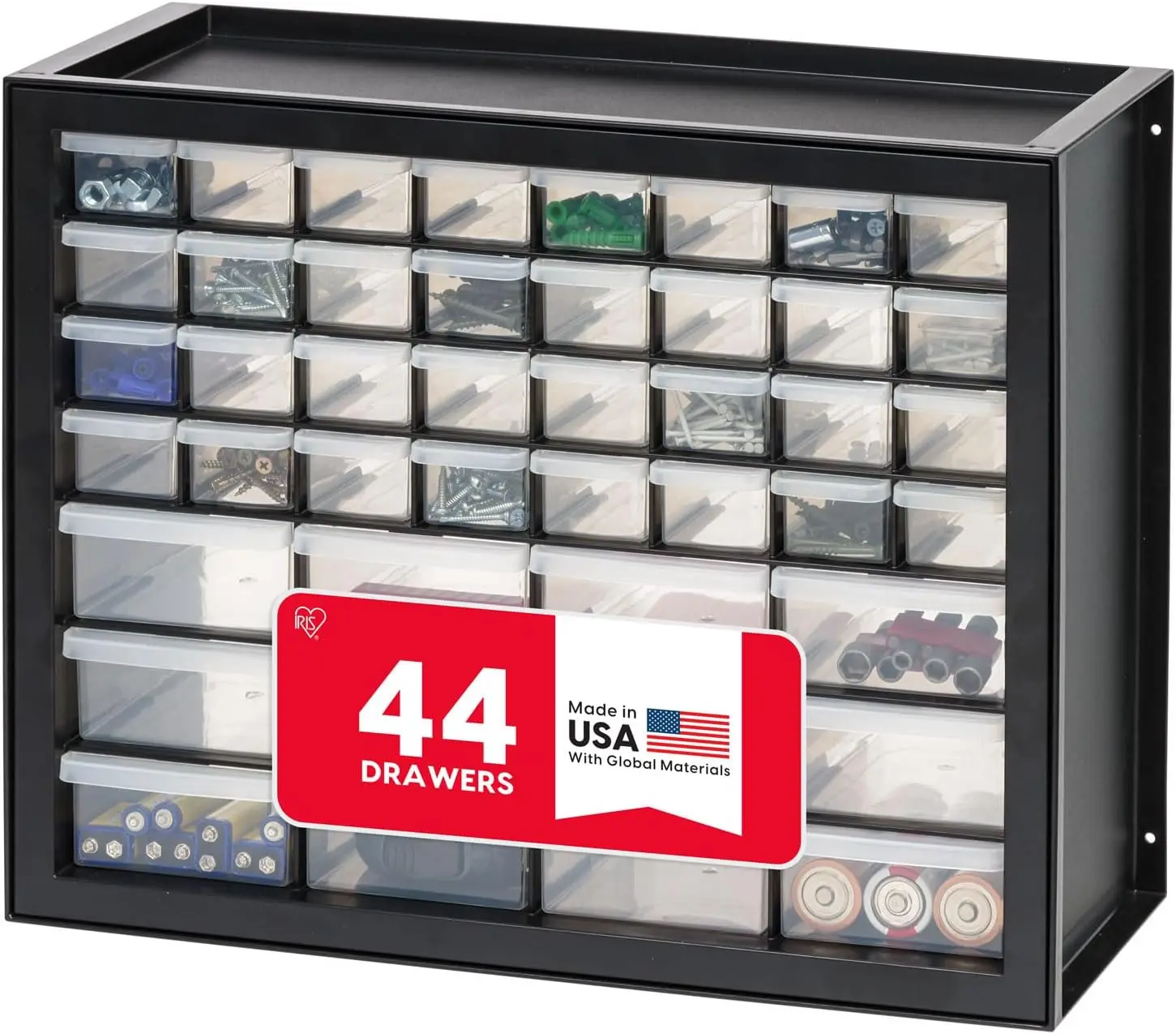 

44-Drawer Small Parts Organizer for Screws, Nuts, Bolts, Hardware, Beads, Crafts, Stackable Garage Storage Cabinet, Black
