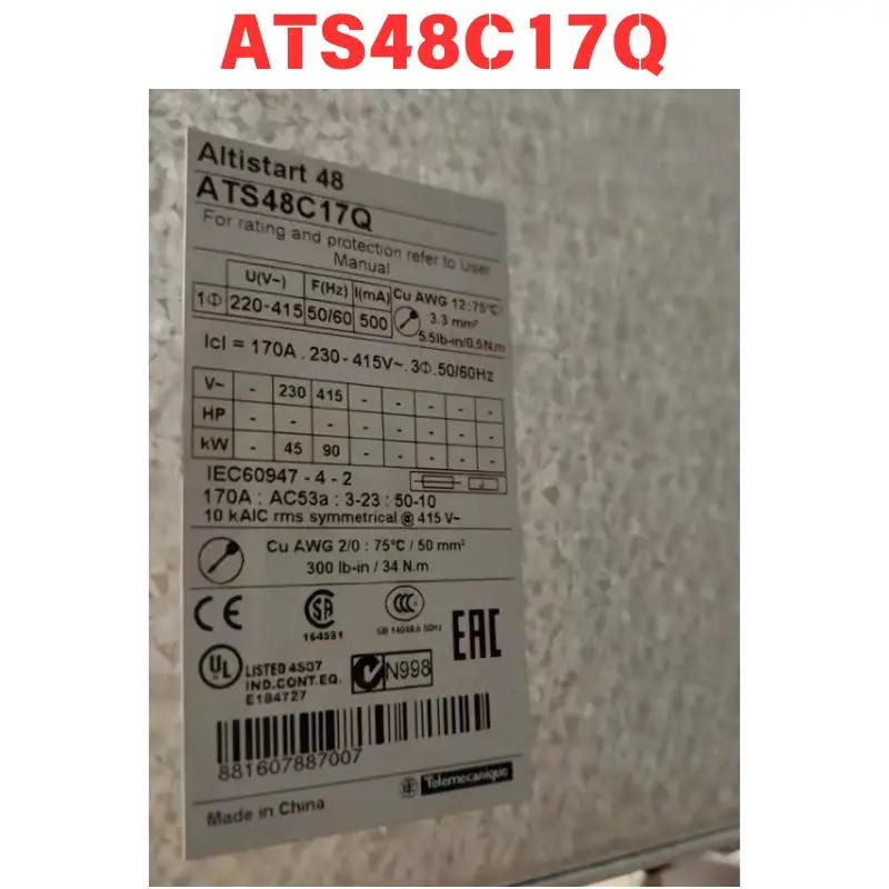 Brand New Original Used ATS48C17Q Soft start Functional test OK