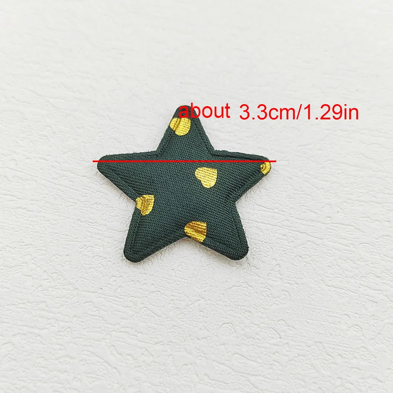 60 Stück, 3,3 cm, niedliche, goldfarbene Herz-, Punkte- und Sternapplikationen mit Polsterung für Kinder-Haarreifen, Haarspangen, Accessoires, Hüte und zur Dekoration. – Detail 1