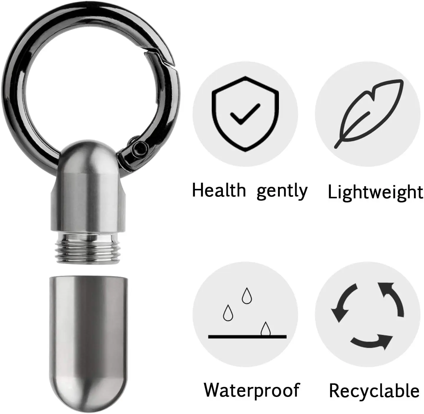 

TISUR Micro Keychain Holder, Titanium Case Waterproof Pill Container, Portable Tiny Pill Organizer for Travel Purse Pocket