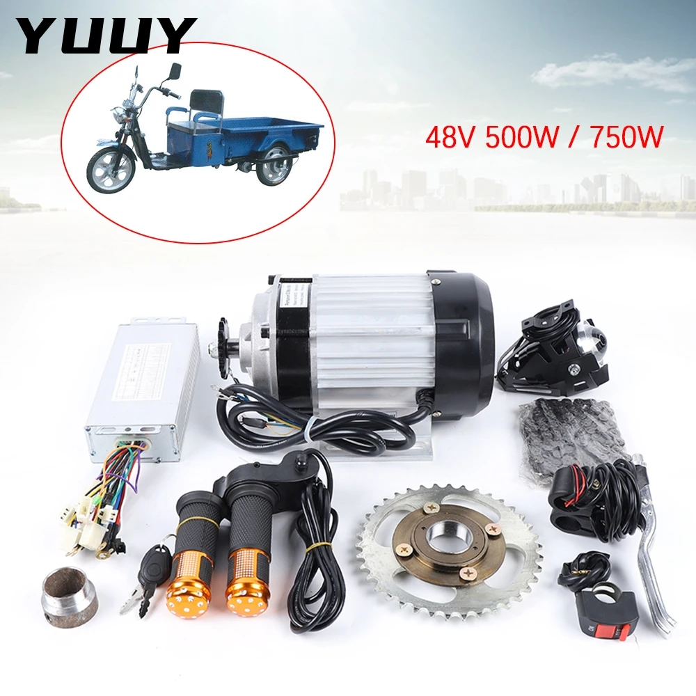 Electric Tricycle Bike Handlebar Brushless Gear Motor Kit, 3-Wheeled Electric Brushless Motor, 48V, 500 W, 750W